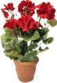 Doniczka Bukiet Pelargonia Czerwona Kompozycja Sztuczne Kwiaty