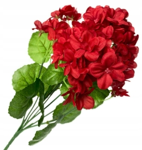 Sztuczny Bukiet Czerwonych Kwiatów Pelargonii 34 cm