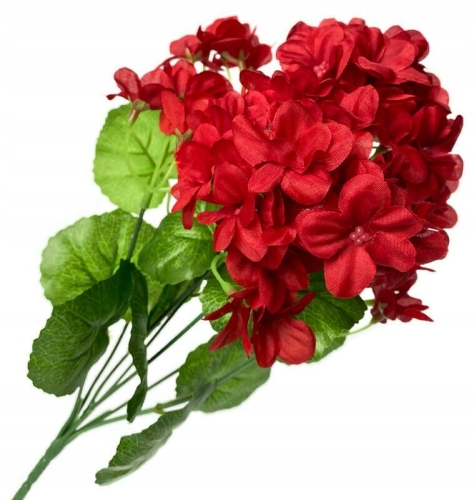 Sztuczny Bukiet Czerwonych Kwiatów Pelargonii 34 cm