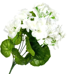 Sztuczny Bukiet Białych Kwiatów Pelargonii 34 cm