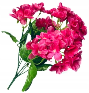Sztuczny Bukiet Różowych Kwiatów Pelargonii 34 cm