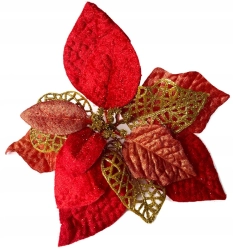 Kwiat Gwiazda Betlejemska Czerwono Złota Boże Narodzenie