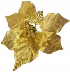 Kwiat Poinsecja Złota Wyrobowa 12 Sztuk Ozdoba Na Choinkę