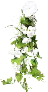 Bluszcz Biała Róża Bukiet Zwis Dekoracyjny Sztuczne Kwiaty