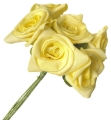 Piankowe Róże Bukiet Żółty 6 Gałązek Kwiaty Sztuczne