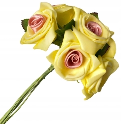 Piankowe Róże Bukiet 6 Gałązek Kwiaty Sztuczne