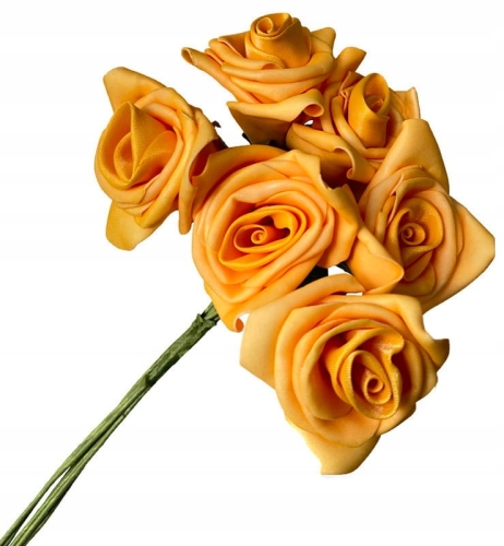 Piankowe Róże Bukiet Pomarańczowe 6 Gałązek Kwiaty Sztuczne