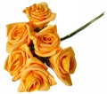 Piankowe Róże Bukiet Pomarańczowe 6 Gałązek Kwiaty Sztuczne