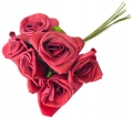 Piankowe Róże Bukiet Czerwone 6 Gałązek Kwiaty Sztuczne