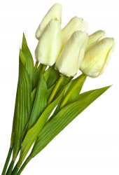 Sztuczne Tulipany Bukiet Kwiatów Białych 6 Gałązek Dekoracja Wiosenna