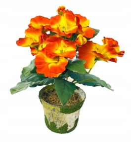 Pomarańczowy Bratek W Doniczce Ozdoba Kwiat Sztuczny 