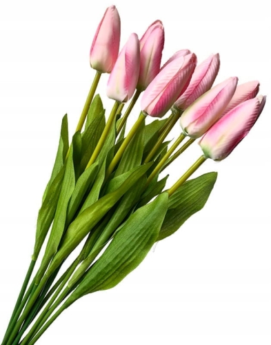 Bukiet Różowych Tulipanów 12 Gałązek Ozdoba Sztuczne Kwiaty