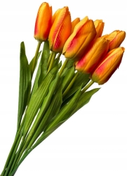 Bukiet Pomarańczowych Tulipanów 12 Gałązek Ozdoba Sztuczne Kwiaty