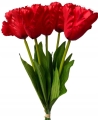 Sztuczny Bukiet Kwiatów Tulipan Czerwony Strzępiasty 6 Gałązek Do Kompozycji
