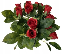 Sztuczny Bukiet Czerwonych Róż 14 Główek Premium Kompozycja