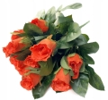 Sztuczny Bukiet Pomarańczowych Róż 14 Główek Premium Kompozycja Na Cmentarz
