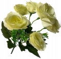 Sztuczny Bukiet Kwiatów Róż 6 Gałązek Kremowych