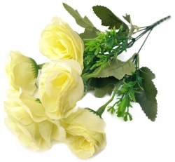 Sztuczny Bukiet Kwiatów Róż 6 Gałązek Kremowych