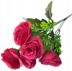 Sztuczny Bukiet Kwiatów Róż 6 Gałązek Różowych