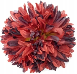 Chryzantema Główka Czerwono Czarna 7 Cali Kwiat Sztuczny