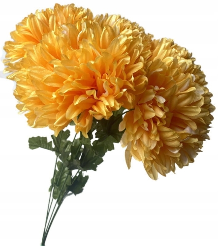 Sztuczny Bukiet Chryzantemy 5 Główek Pomarańczowych Premium Kwiat Sztuczny