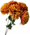 Sztuczny Bukiet Chryzantemy 5 Główek Rudych Premium Kwiat Sztuczny