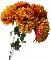 Sztuczny Bukiet Chryzantemy 5 Główek Rudych Premium Kwiat Sztuczny