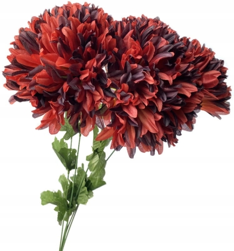 Sztuczny Bukiet Chryzantemy 5 Główek Czerwono Czarnych Premium Kwiat Sztuczny
