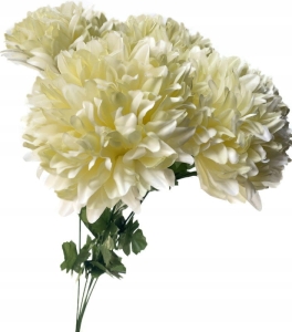 Sztuczny Bukiet Chryzantemy 5 Główek Kremowych Premium Kwiat Sztuczny