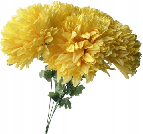 Sztuczny Bukiet Chryzantemy 5 Główek Żółtych Premium Kwiat Sztuczny
