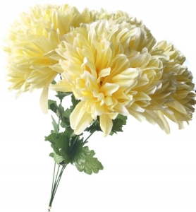 Sztuczny Bukiet Chryzantemy 5 Główek Jasnożółtych Premium Kwiat Sztuczny