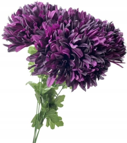 Sztuczny Bukiet Chryzantemy 5 Główek Fioletowych Premium Kwiat Sztuczny