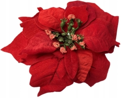 Sztuczna Główka Kwiatu Poinsecji Welur Czerwona Gwiazdy Betlejemskiej