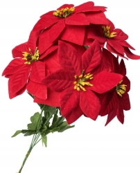 Poinsecja Czerwona Welur Bukiet Boże Narodzenie Kwiat Sztuczny