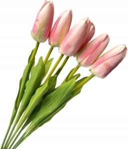 Sztuczny Bukiet Kwiatów Tulipan Różowy 6 Gałązek Do Wazonu