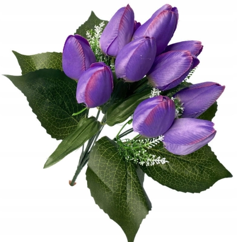 Sztuczny Bukiet Kwiatów Tulipan Fioletowy Wielkanoc Do Wazonu