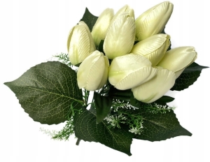 Sztuczny Bukiet Kwiatów Tulipan Biały Wielkanoc