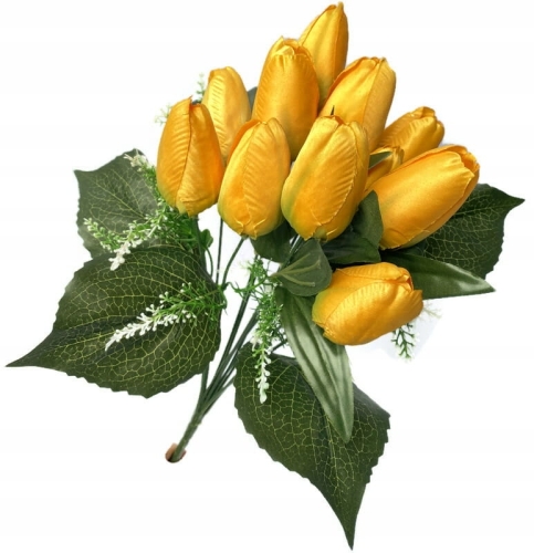 Sztuczny Bukiet Kwiatów Tulipan Żółty Wielkanoc Stroik Wazon