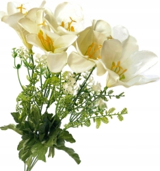 Kremowy Sztuczny Bukiet Kwiatów Lilii 6 Gałązek Do Wazonu