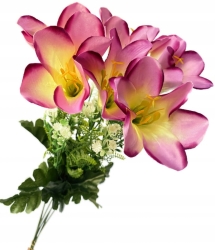 Różowy Sztuczny Bukiet Kwiatów Lilii 6 Gałązek Do Wazonu