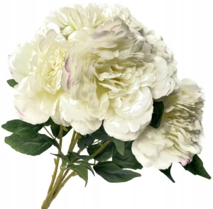Sztuczny Bukiet Kwiatów Piwonii Kremowych 5 Gałązek Kompozycja