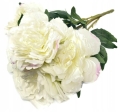 Sztuczny Bukiet Kwiatów Piwonii Kremowych 5 Gałązek Kompozycja Cmentarz Grób