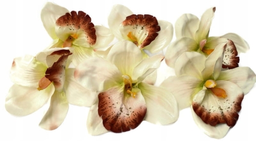 Sztuczny Kwiat Storczyka Jasny 6 Główek Do Wyrobu i Kompozycji Wazon Cmentarz Grób