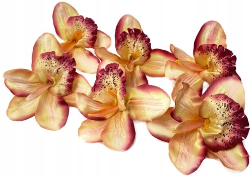 Sztuczny Kwiat Storczyka Rudy 6 Główek Do Wyrobu i Kompozycji Wazon Kwiatuszek