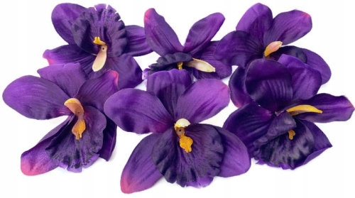 Sztuczny Kwiat Storczyka Fioletowy 6 Główek Do Wyrobu i Kompozycji Cmentarz Główki Kwiatowe