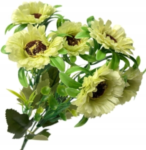 Zielony Sztuczny Bukiet Kwiatów Gerbery 6 Gałązek Premium Dekoracja