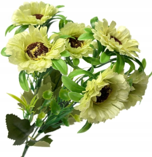 Zielony Sztuczny Bukiet Kwiatów Gerbery 6 Gałązek Premium Dekoracja