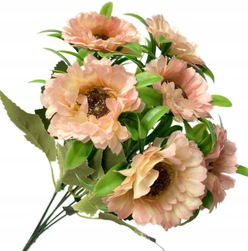 Różowy Sztuczny Bukiet Kwiatów Gerbery 6 Gałązek Premium Dekoracja