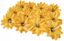 Żółty Sztuczny Kwiat Główka Dalii 12 Sztuk Do Kompozycji