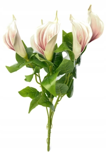 Sztuczny Bukiet Kwiatów Cantedeskia Kalla 5 Gałązek Różowych Wazon Stroik